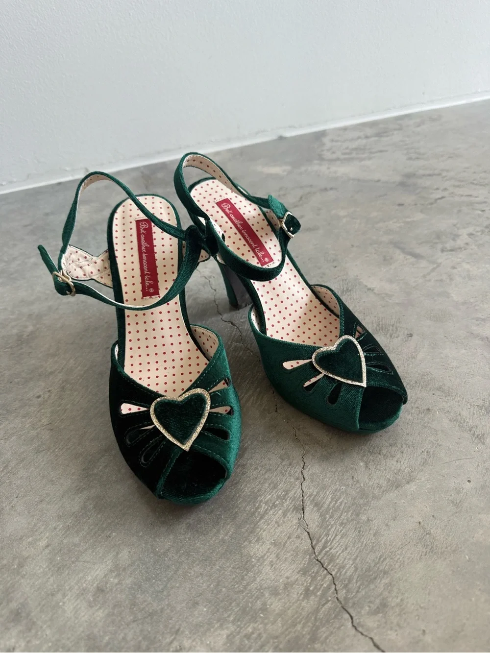 Green Suede Peep-Toe Block Heels with Ankle Strap